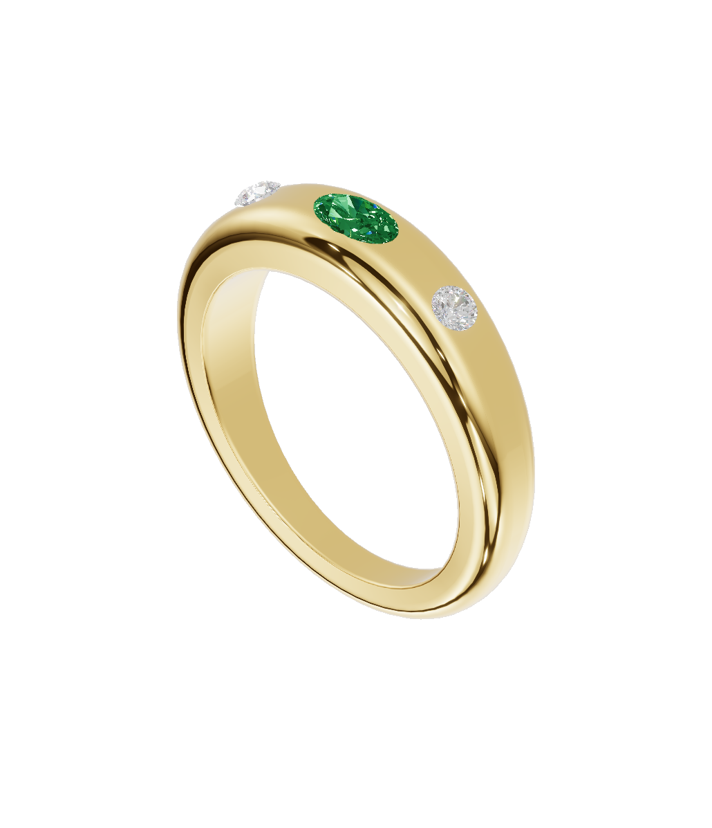 Dome ring with Oval and Round Stones