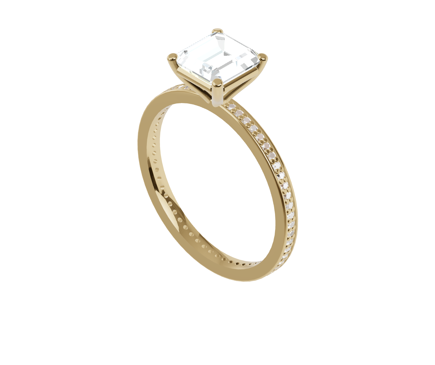 Solitaire with Asscher and Pave Band
