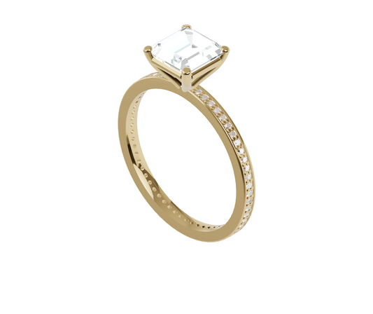 Solitaire with Asscher and Pave Band