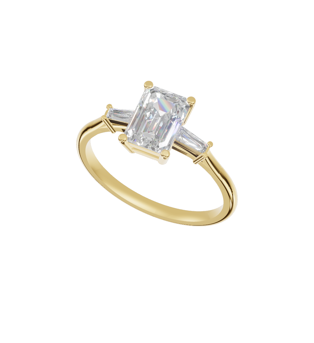 Pear and Tapered Baguette Three Stone