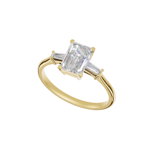 Pear and Tapered Baguette Three Stone