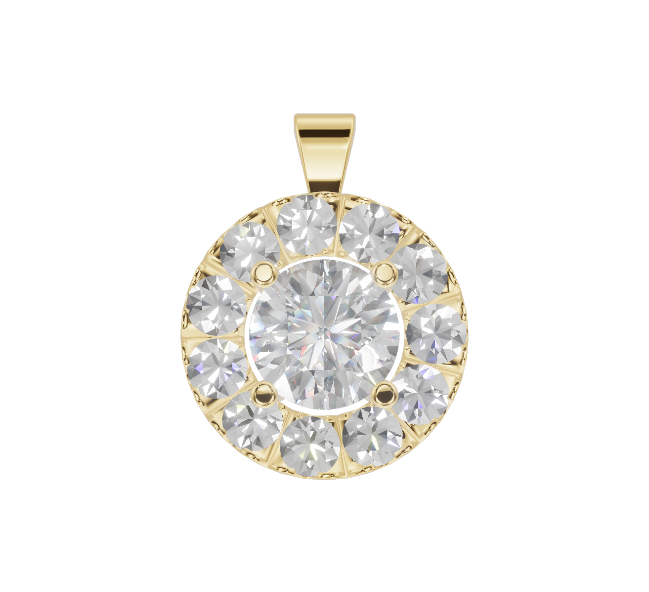 Round Halo Solitaire Pendant