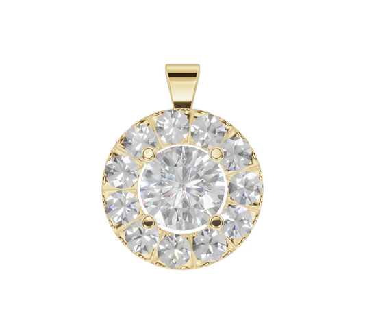 Round Halo Solitaire Pendant