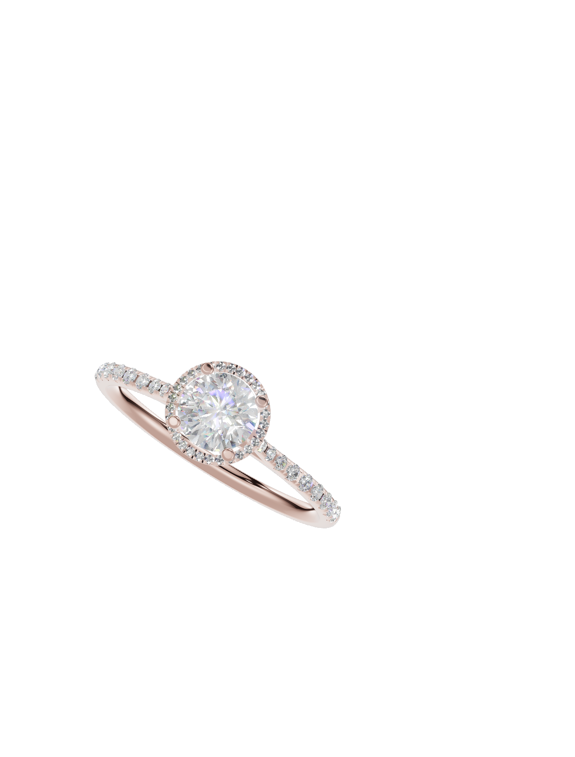 Slim Half-Pave Solitaire Halo Cathedral