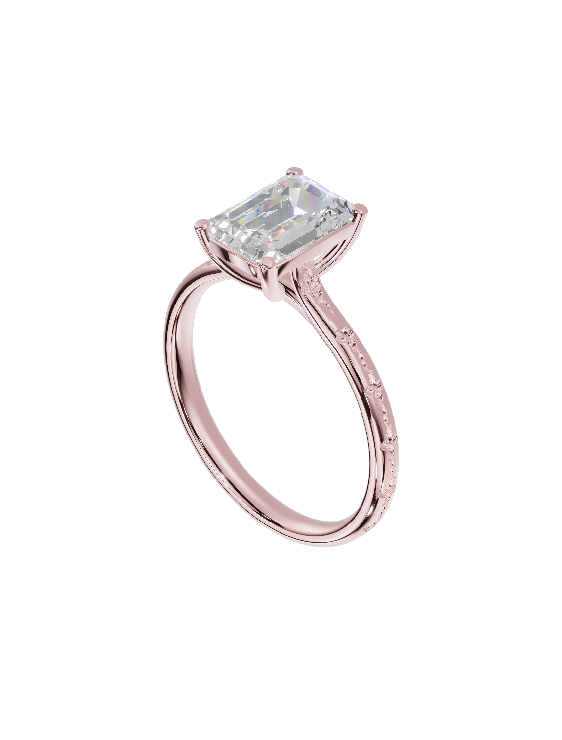 Antique Engraved Solitaire Cathedral